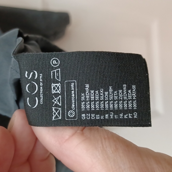 Cos Dark gray 100% Silk collar less jacket blouse  top sz 14 - Picture 6 of 6